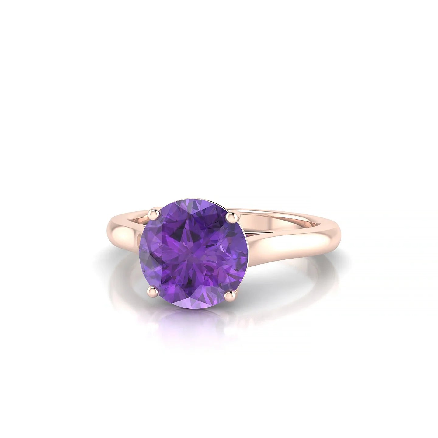Cathedral | 18k Rose Gold 8 mm Round Amethyst Ring