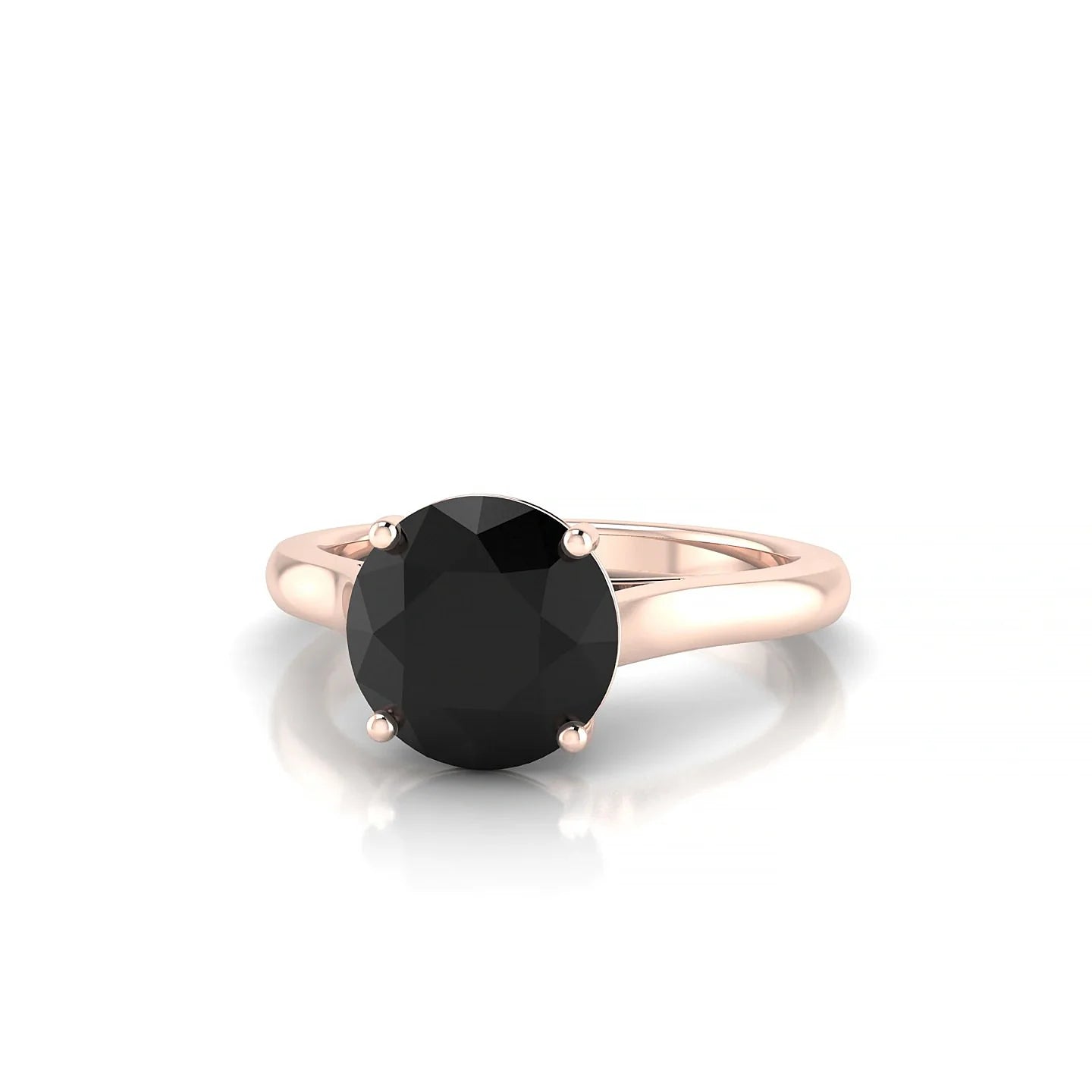Cathedral | 18k Rose Gold 8 mm Round Black Diamond Ring