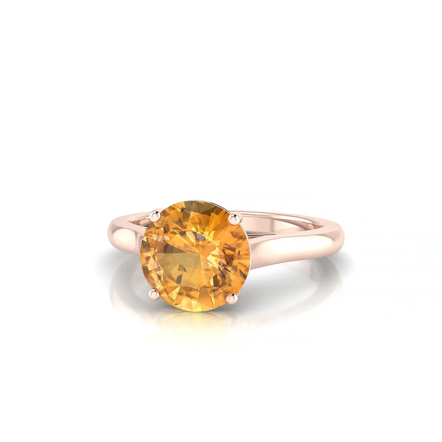 Cathedral | 18k Rose Gold 8 mm Round Citrine Ring