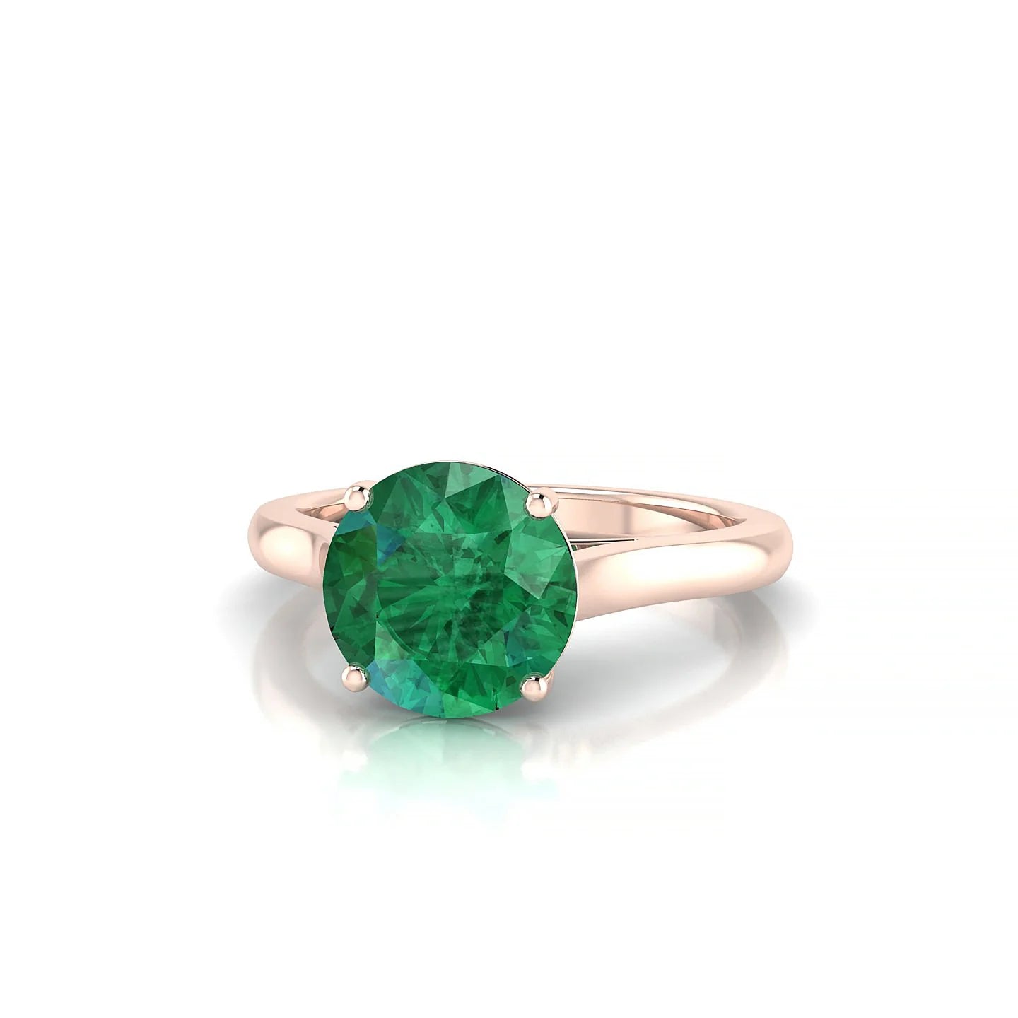 Cathedral | 18k Rose Gold 8 mm Round Emerald Ring