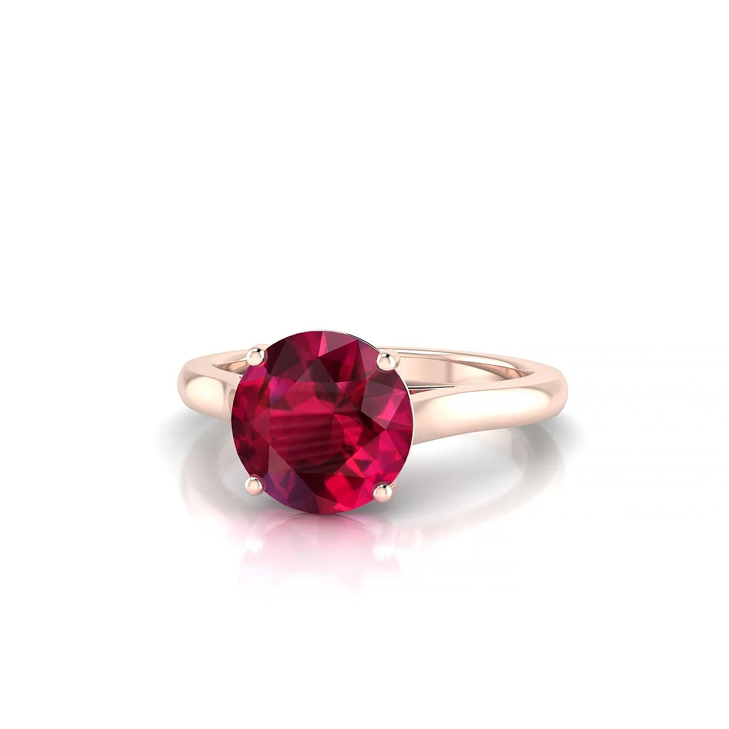 Cathedral | 18k Rose Gold 8 mm Round Ruby Ring