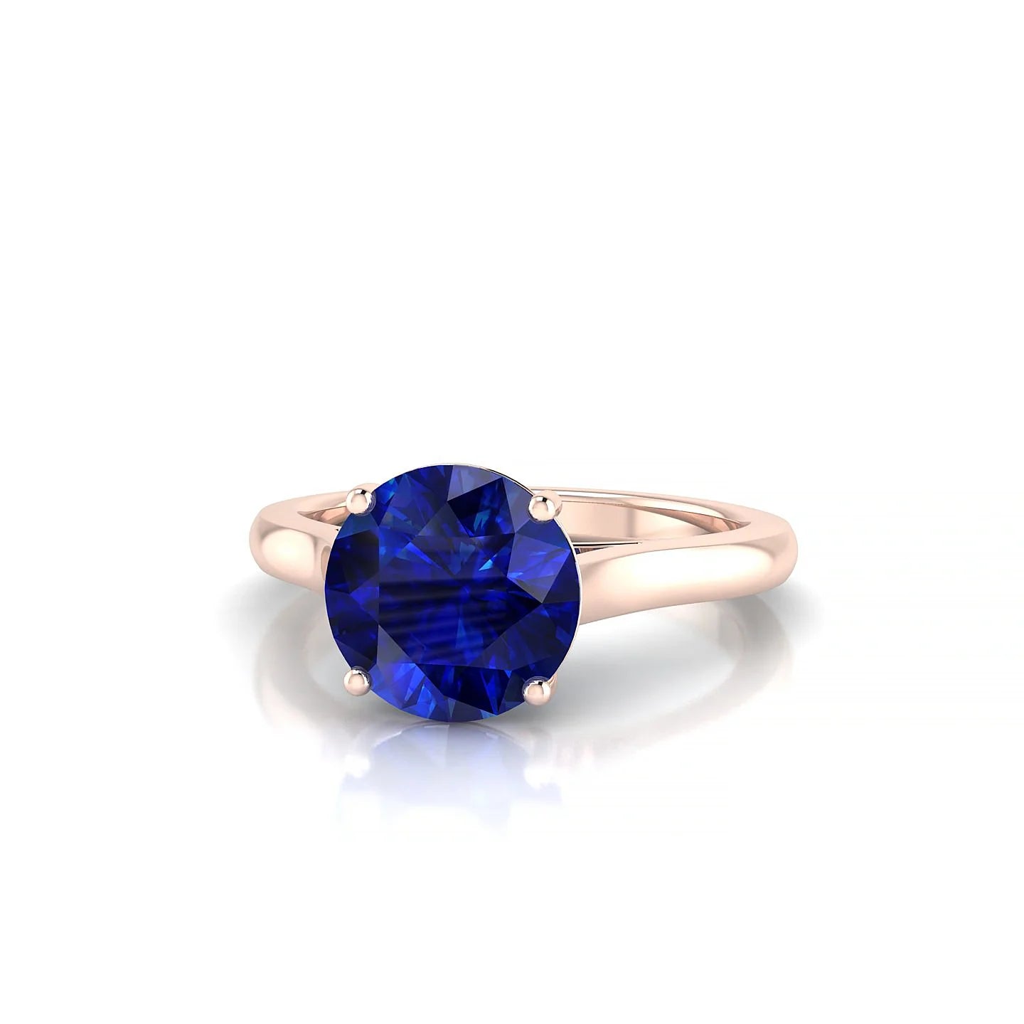 Cathedral | 18k Rose Gold 8 mm Round Sapphire Ring