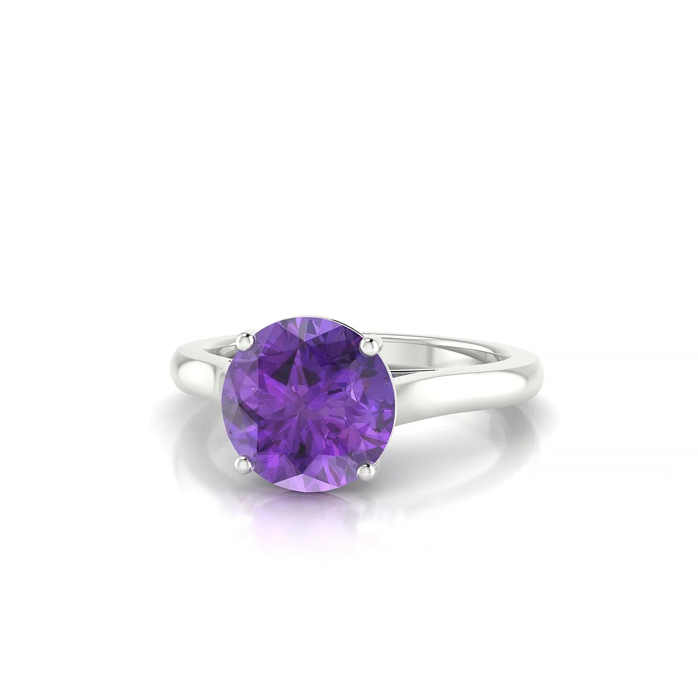 Cathedral | 18k White Gold 8 mm Round Amethyst Ring