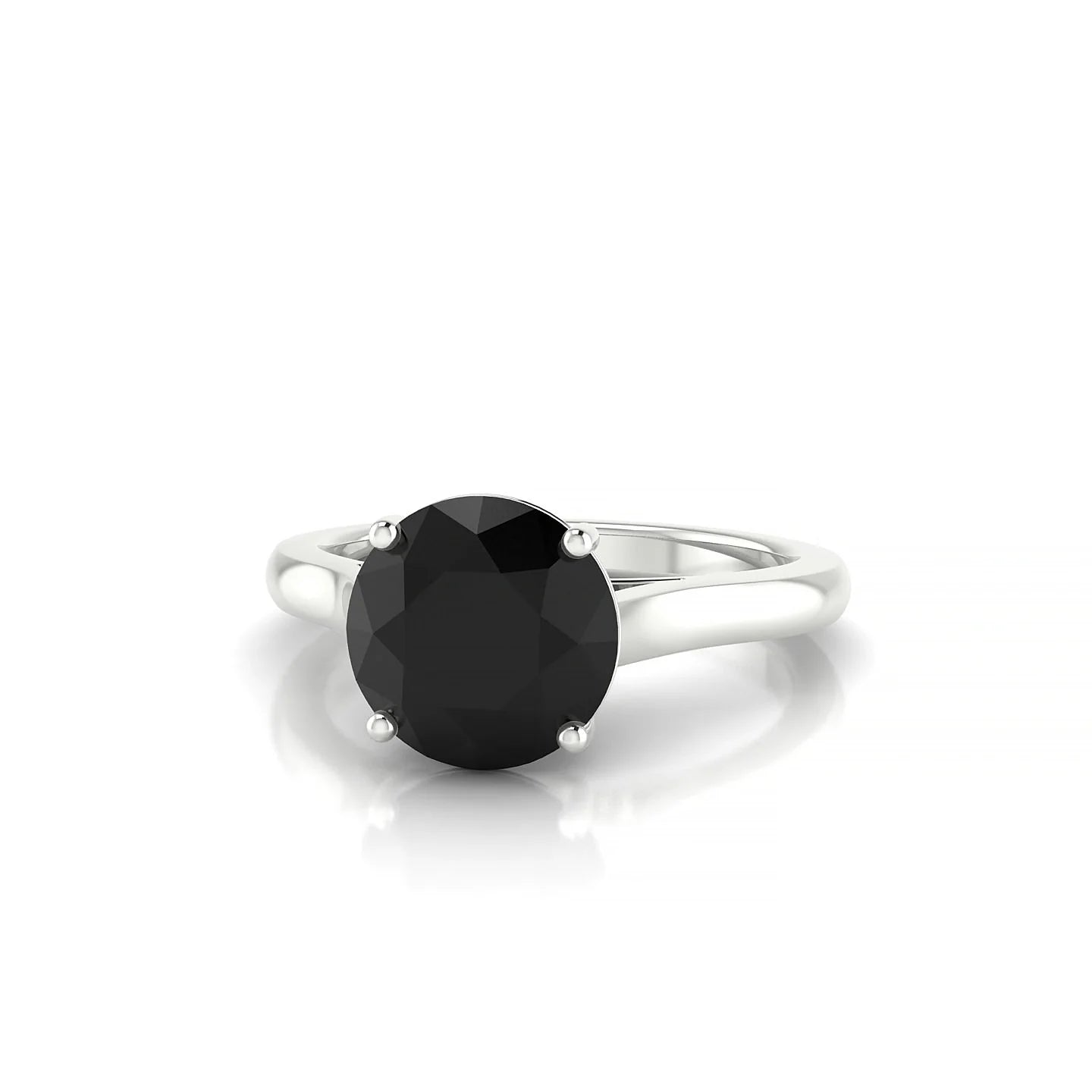 Cathedral | 18k White Gold 8 mm Round Black Diamond Ring