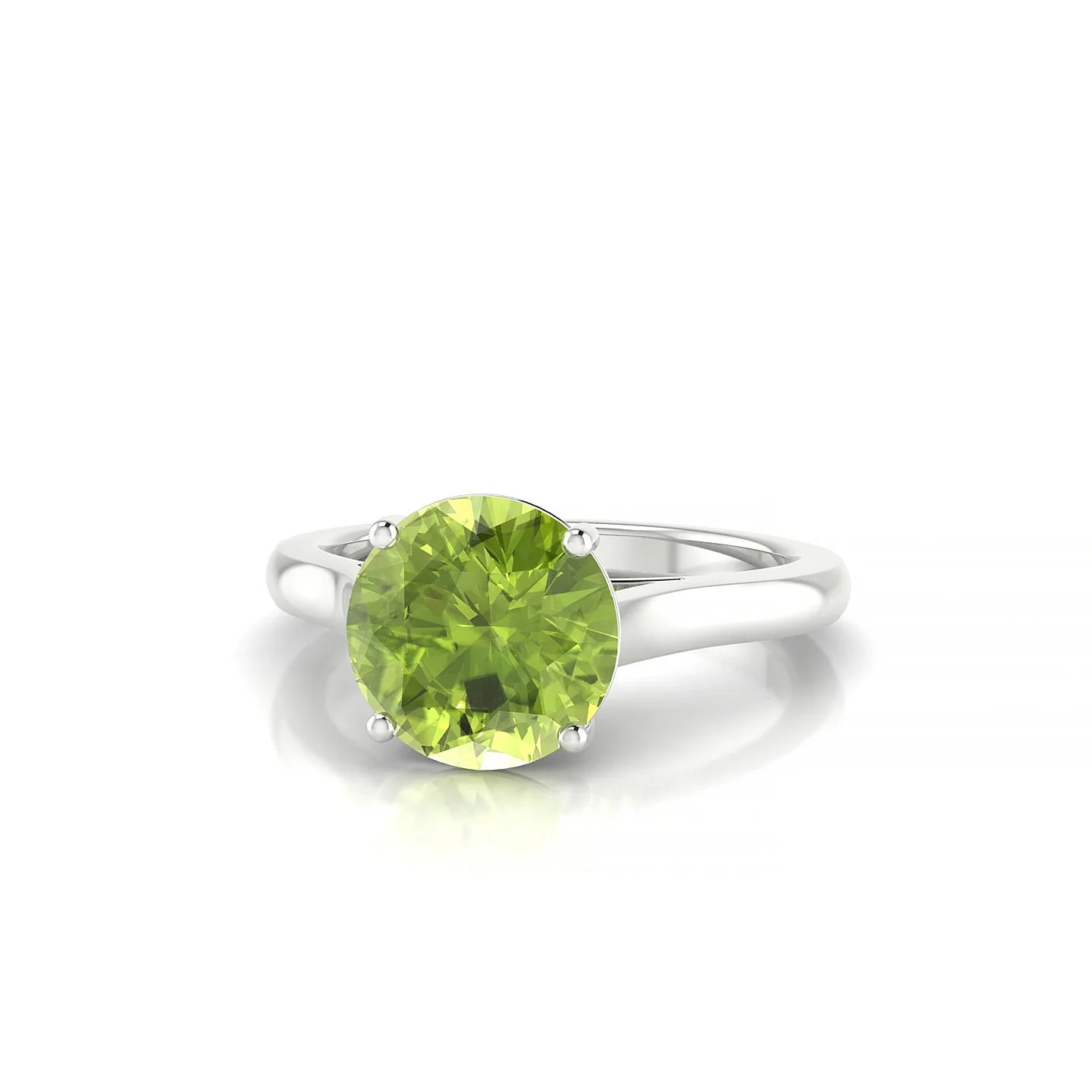 Cathedral | 18k White Gold 8 mm Round Peridot Ring