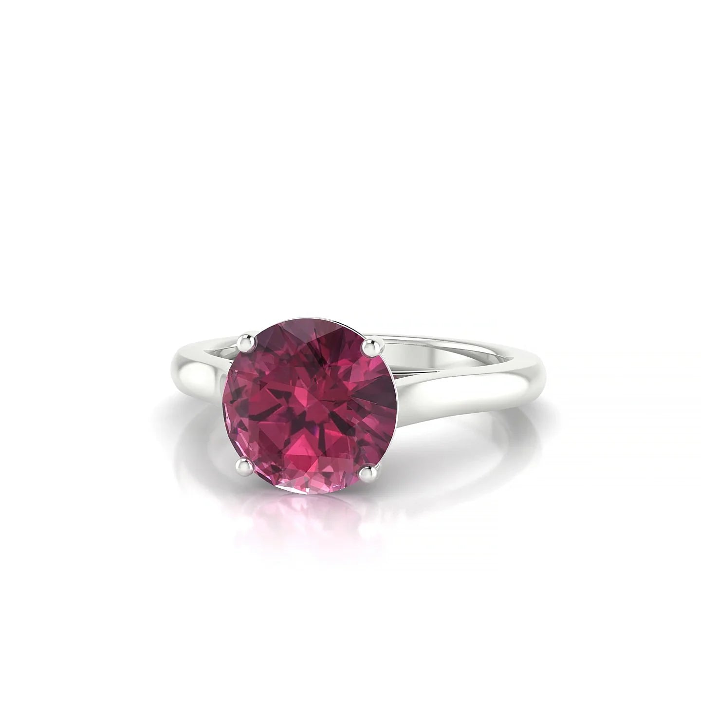 Cathedral | 18k White Gold 8 mm Round Rhodolite Ring