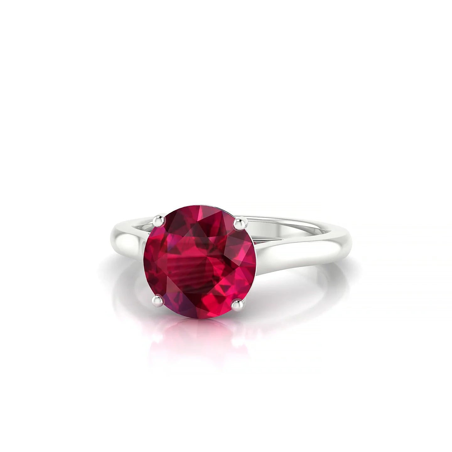 Cathedral | 18k White Gold 8 mm Round Ruby Ring