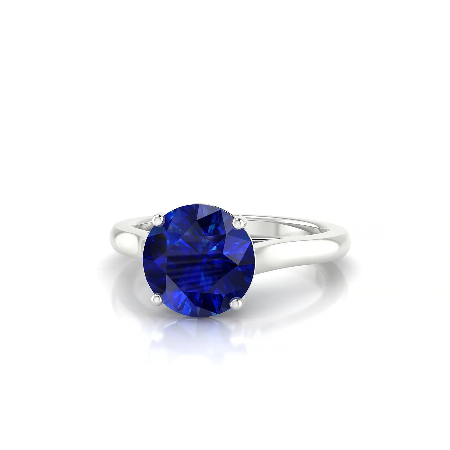 Cathedral | 18k White Gold 8 mm Round Sapphire Ring