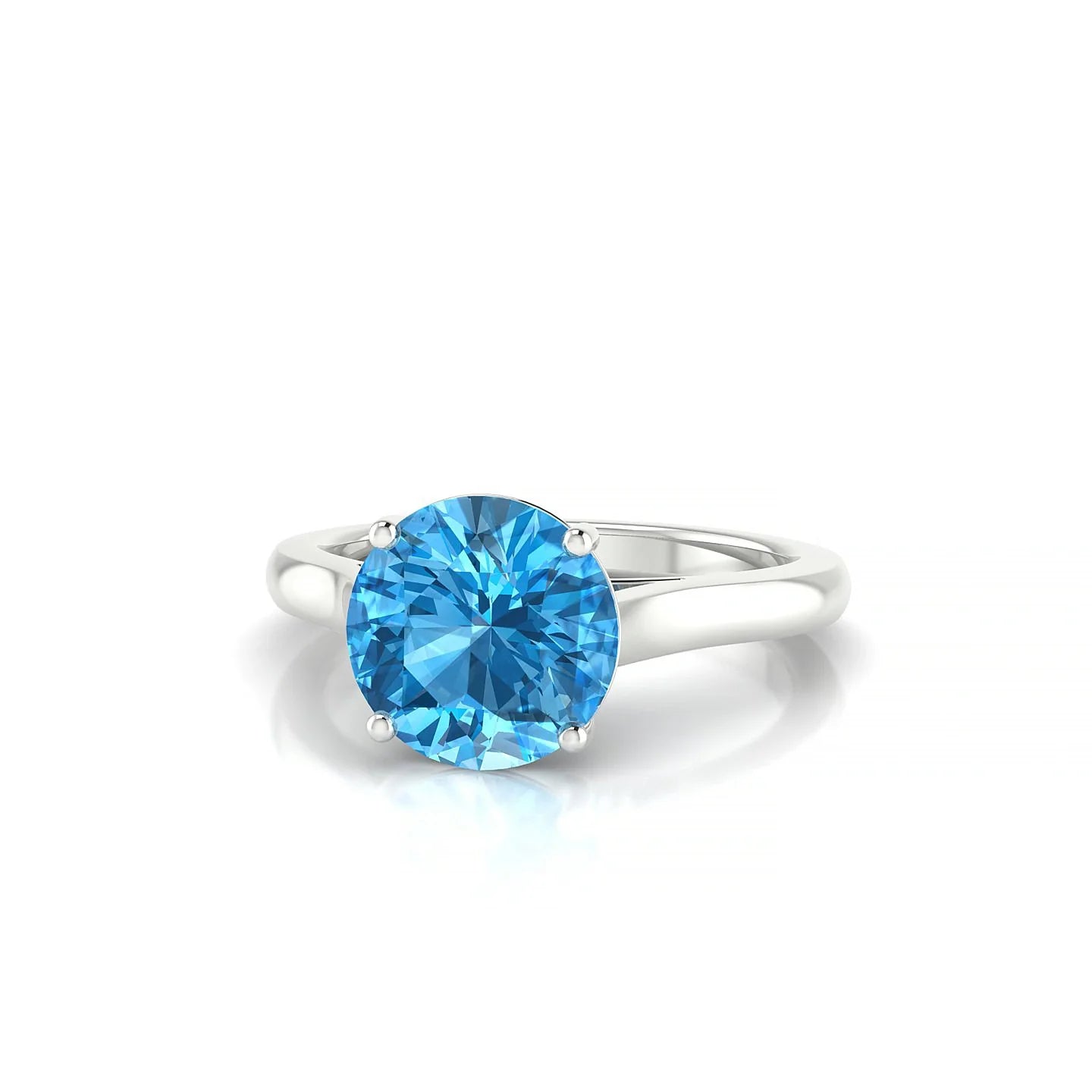 Cathedral | 18k White Gold 8 mm Round Topaz Ring