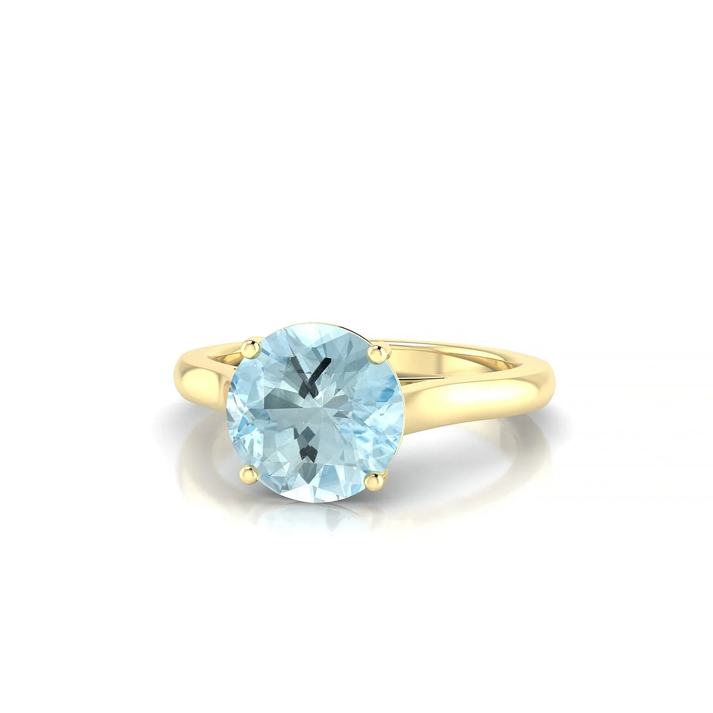 Cathedral | 18k Yellow Gold 8 mm Round Aquamarine Ring