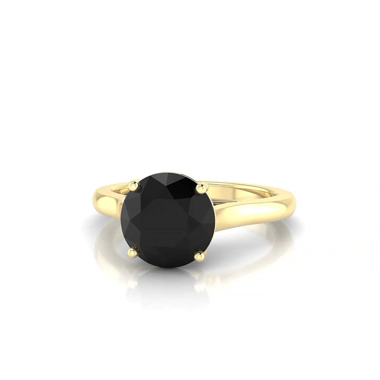 Cathedral | 18k Yellow Gold 8 mm Round Black Diamond Ring