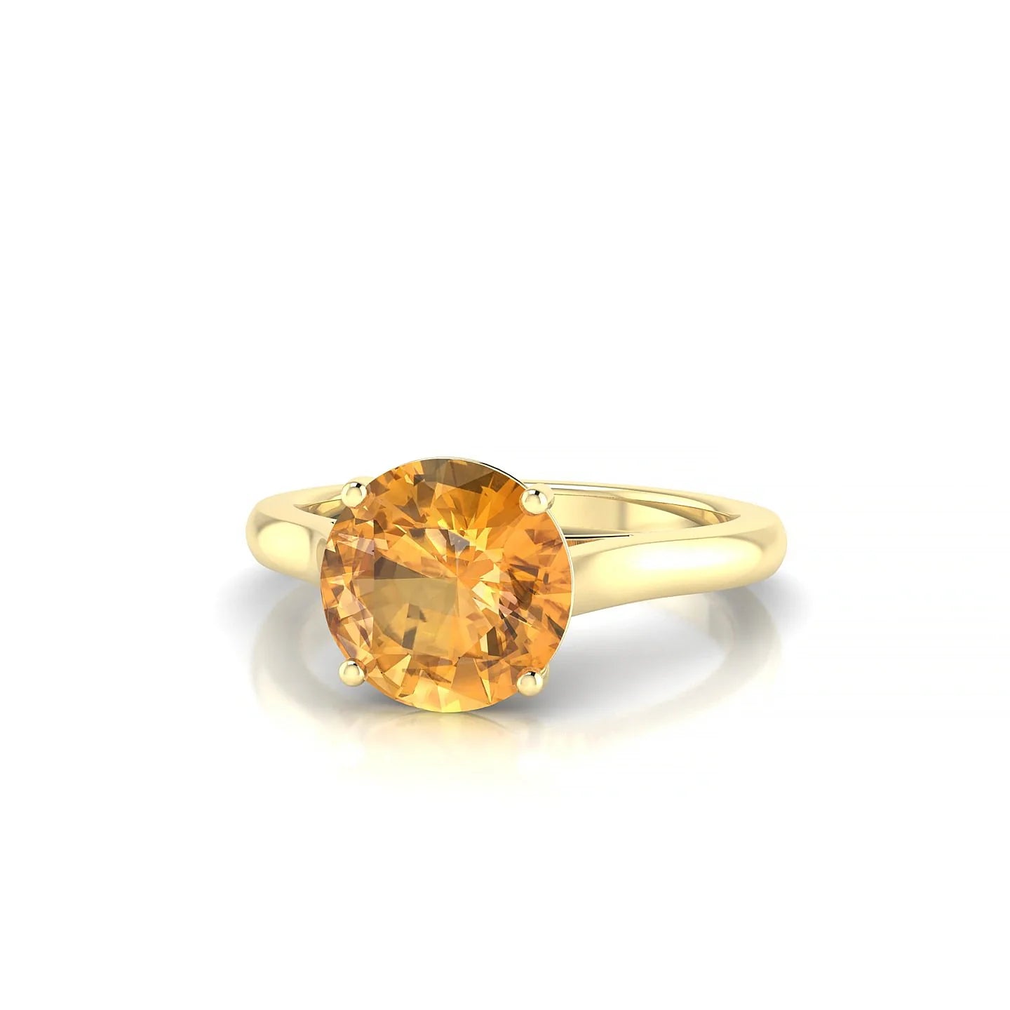 Cathedral | 18k Yellow Gold 8 mm Round Citrine Ring