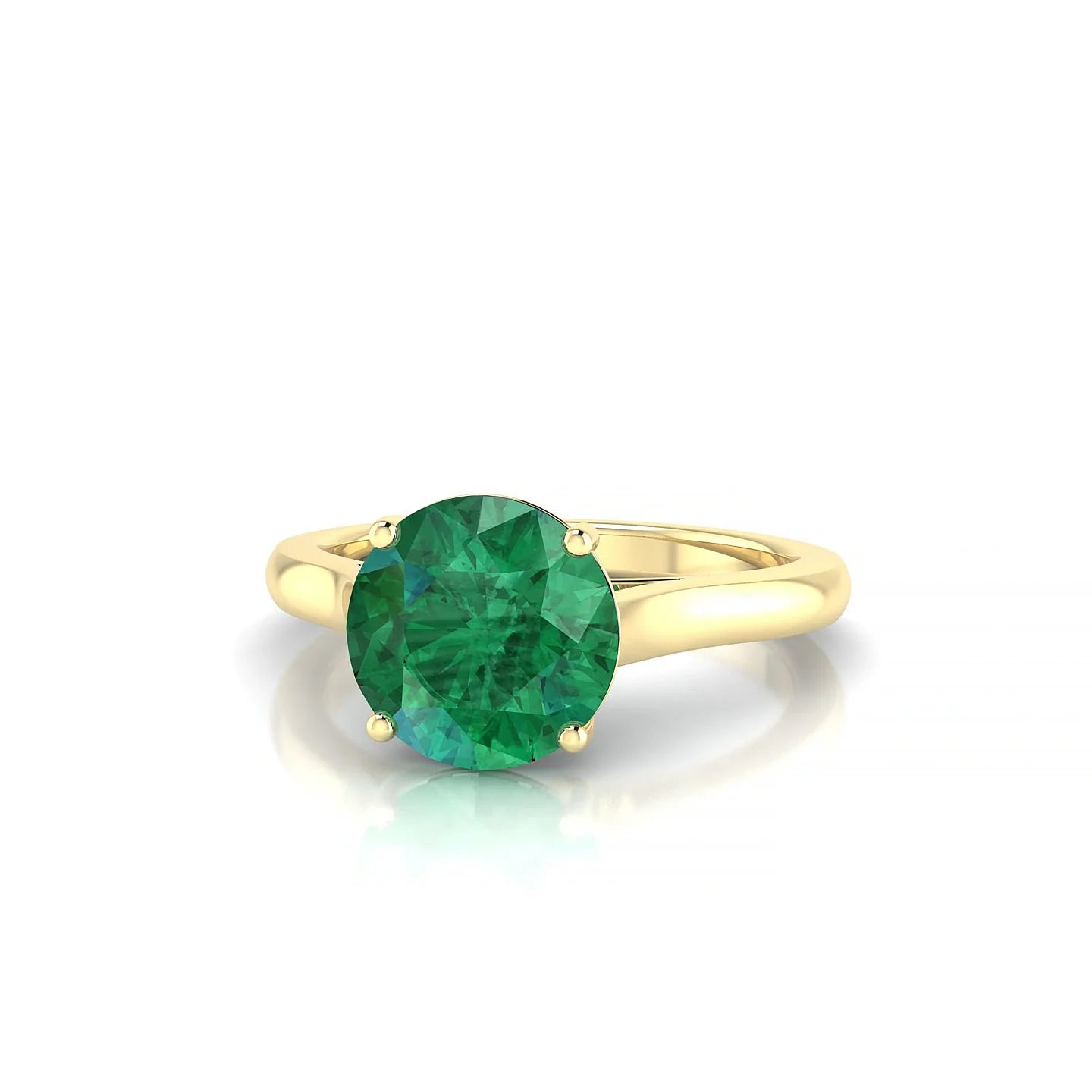 Cathedral | 18k Yellow Gold 8 mm Round Emerald Ring