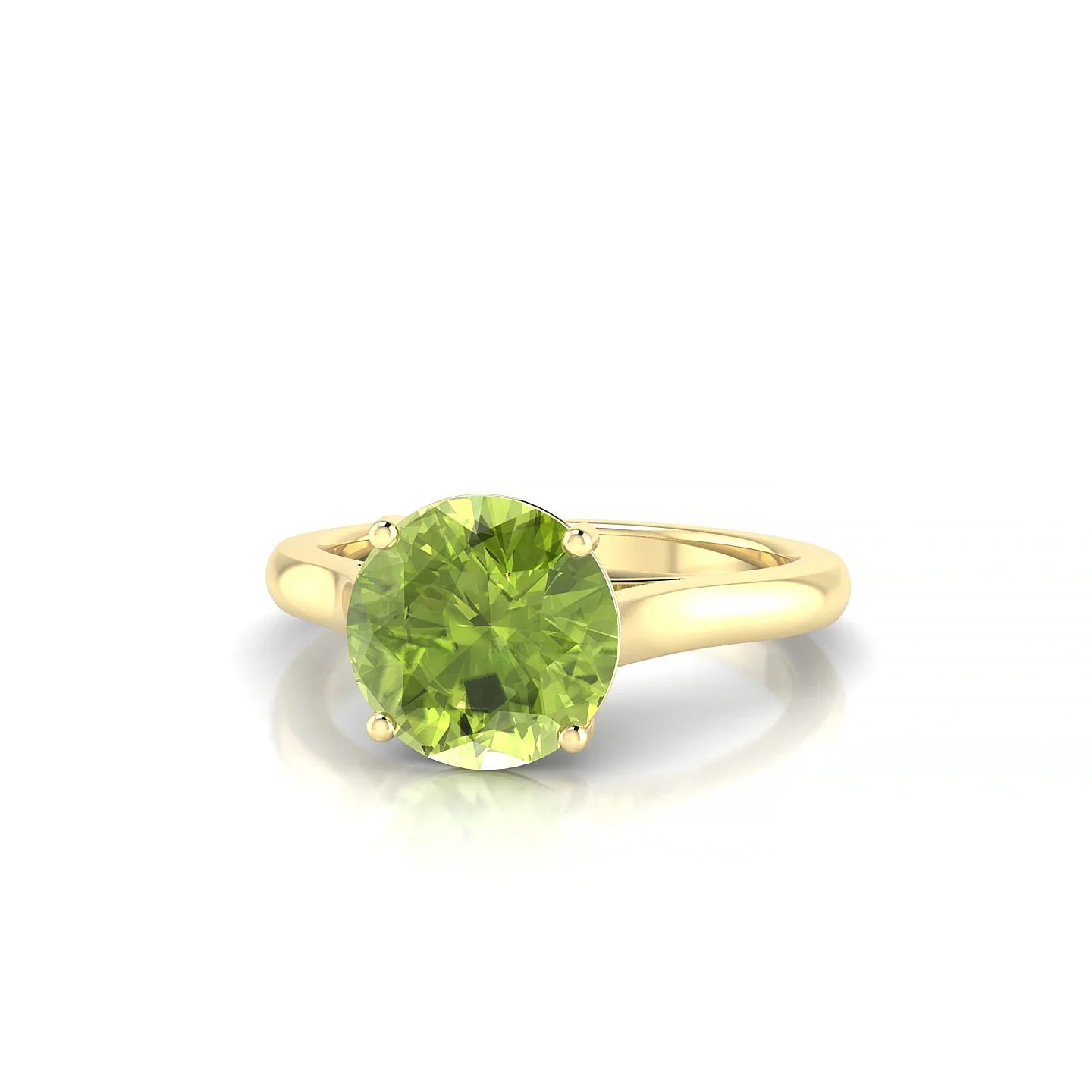 Cathedral | 18k Yellow Gold 8 mm Round Peridot Ring