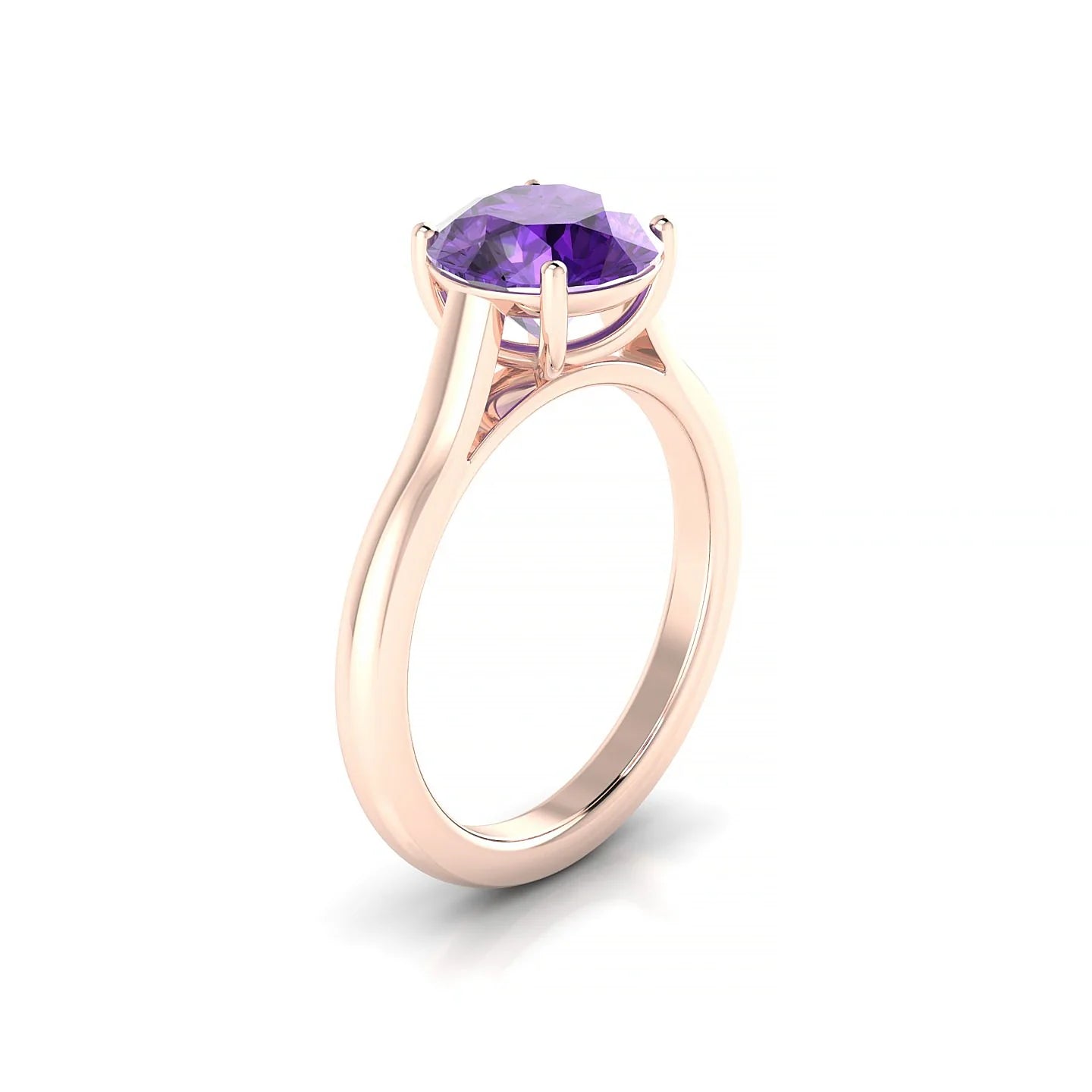 Cathedral | 18k Rose Gold 8 mm Round Amethyst Ring