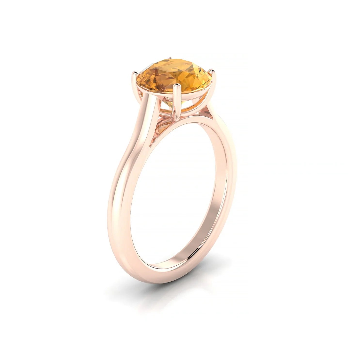 Cathedral | 18k Rose Gold 8 mm Round Citrine Ring