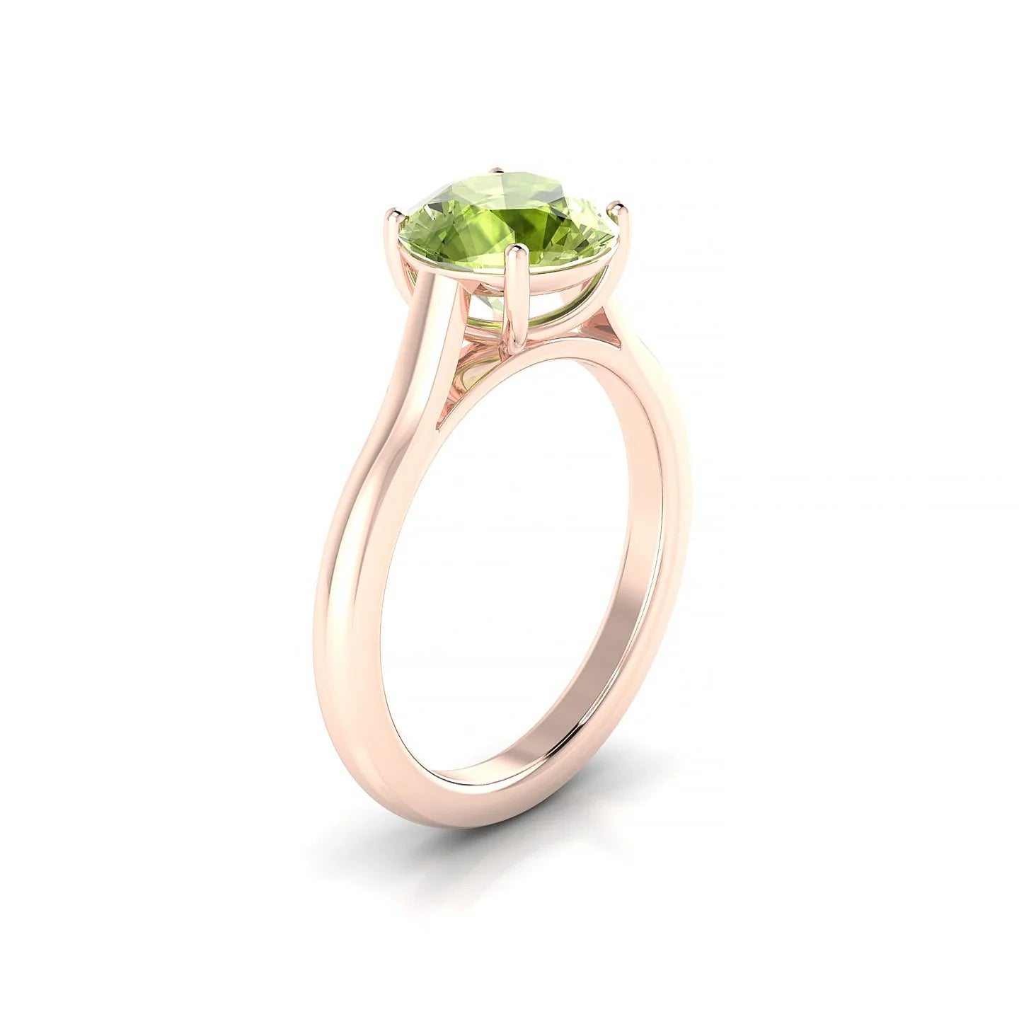 Cathedral | 18k Rose Gold 8 mm Round Peridot Ring