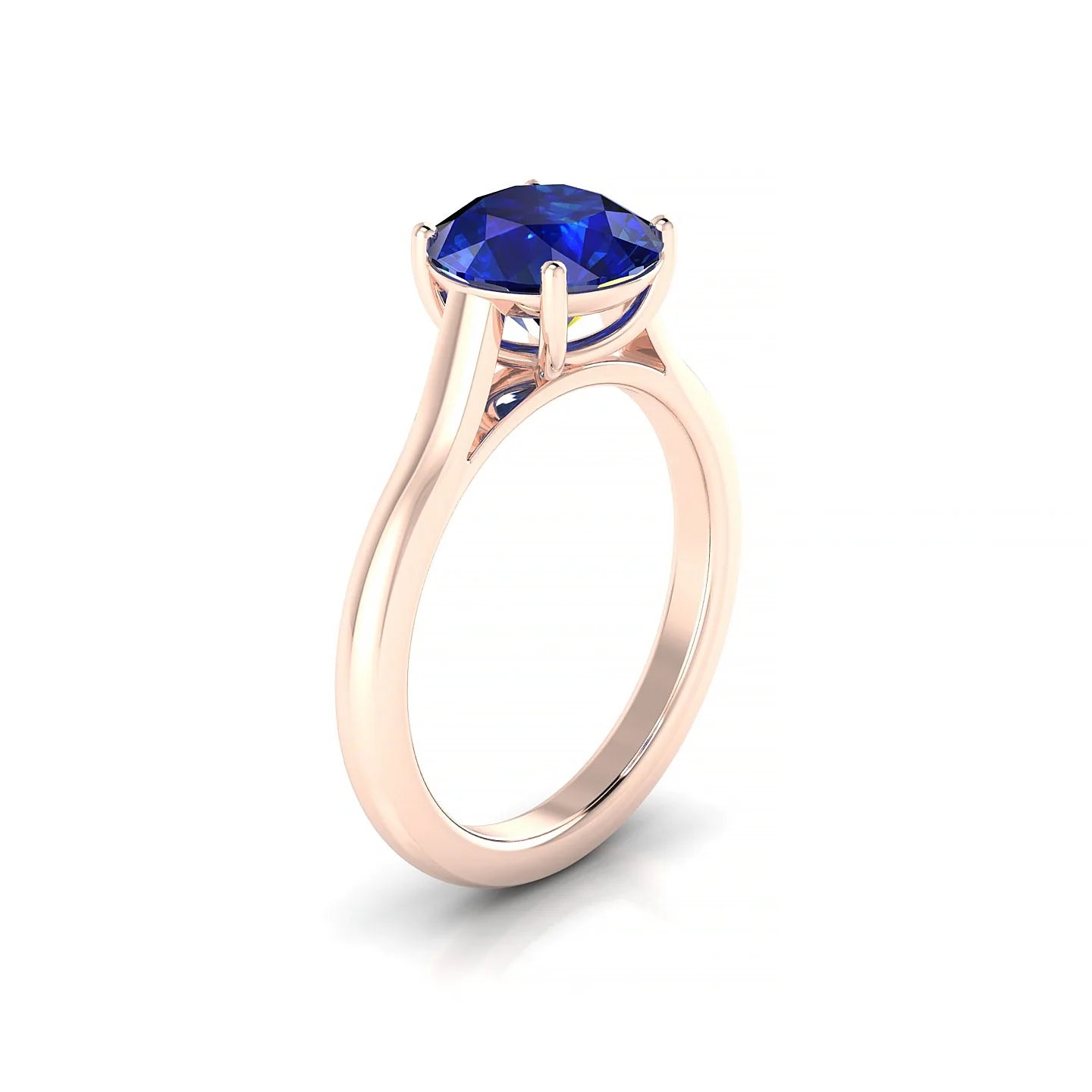 Cathedral | 18k Rose Gold 8 mm Round Sapphire Ring
