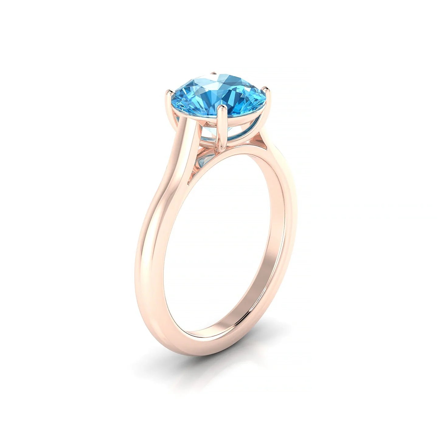 Cathedral | 18k Rose Gold 8 mm Round Topaz Ring