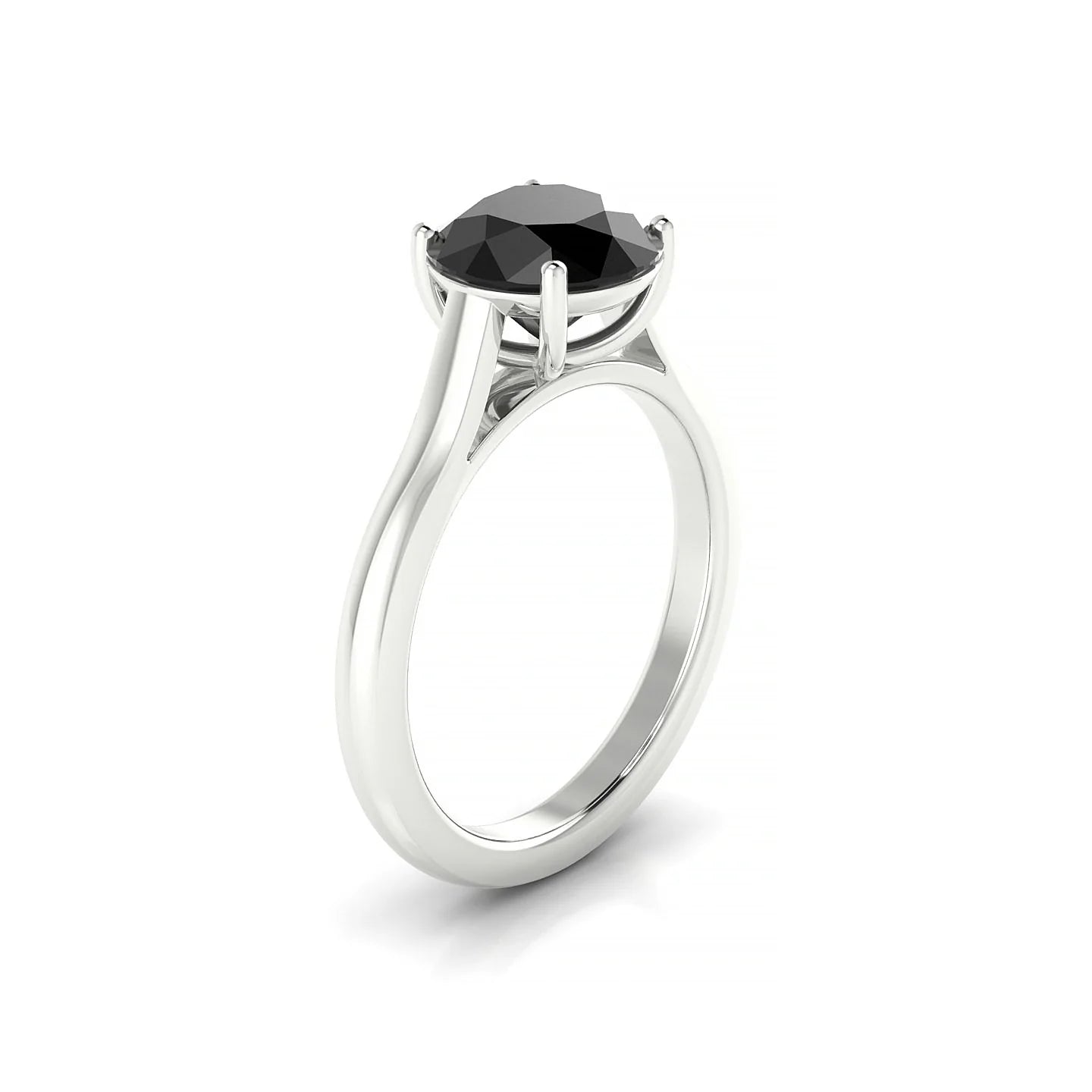 Cathedral | 18k White Gold 8 mm Round Black Diamond Ring