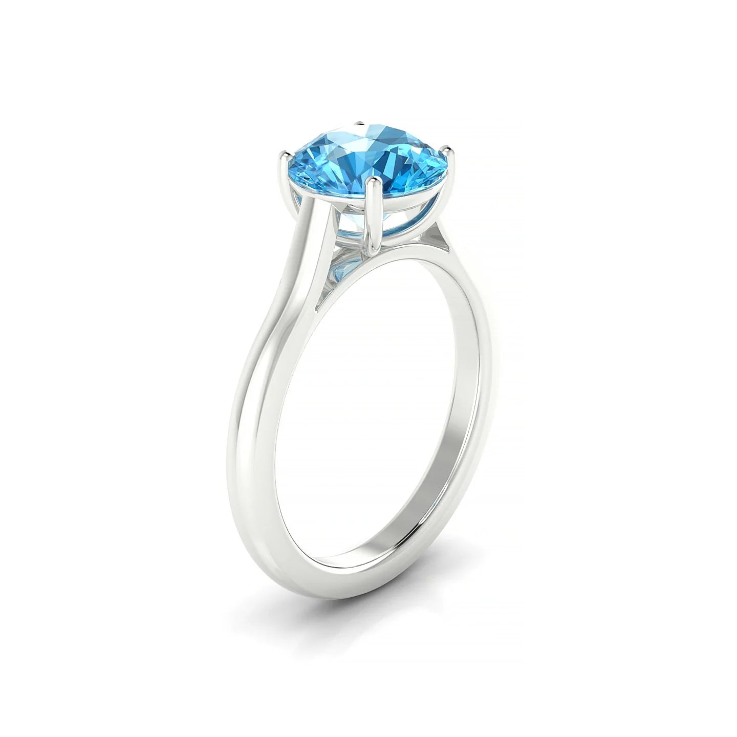 Cathedral | 18k White Gold 8 mm Round Topaz Ring