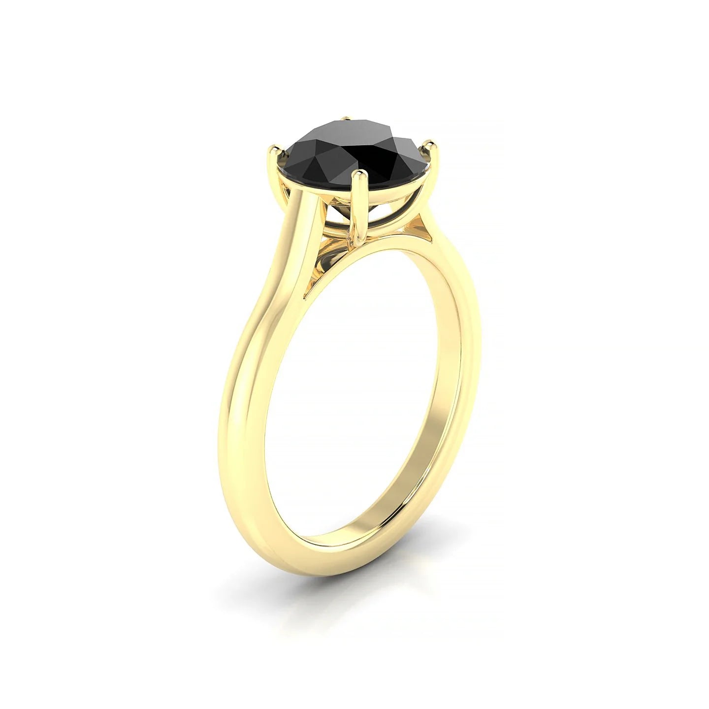 Cathedral | 18k Yellow Gold 8 mm Round Black Diamond Ring