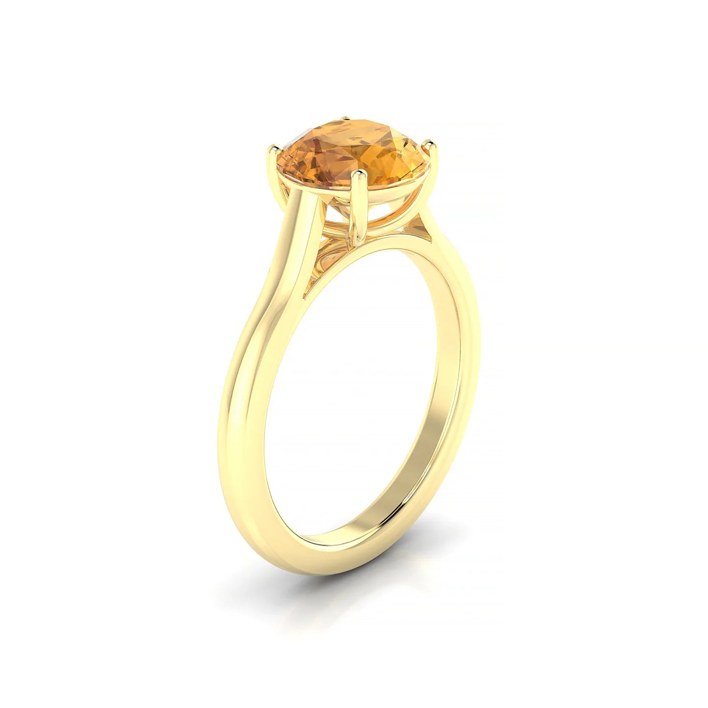Cathedral | 18k Yellow Gold 8 mm Round Citrine Ring