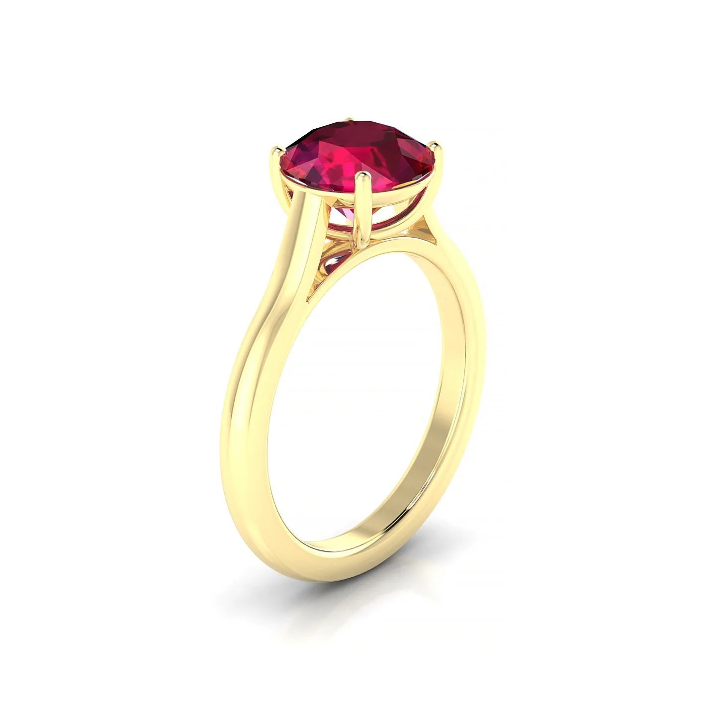 Cathedral | 18k Yellow Gold 8 mm Round Ruby Ring