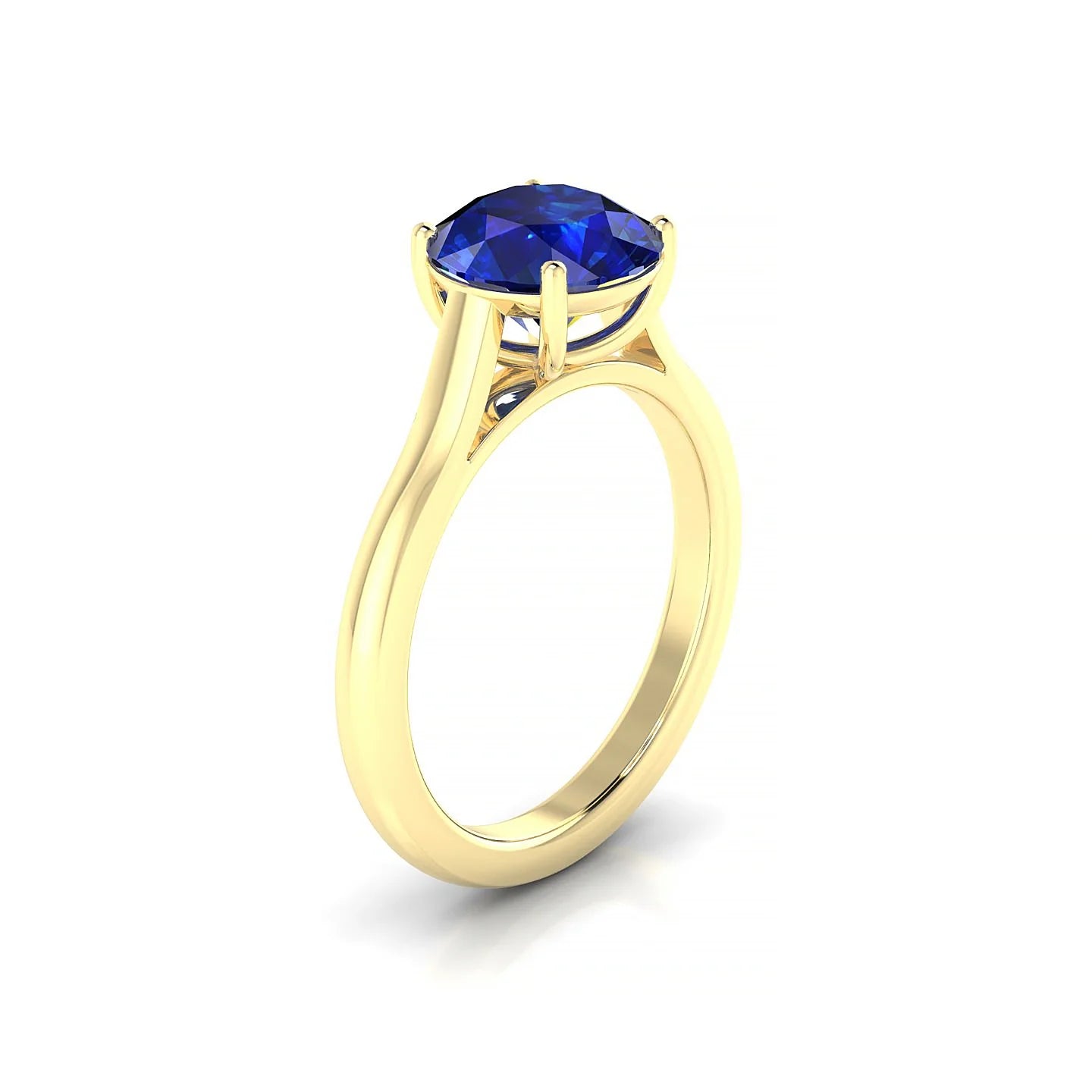 Cathedral | 18k Yellow Gold 8 mm Round Sapphire Ring