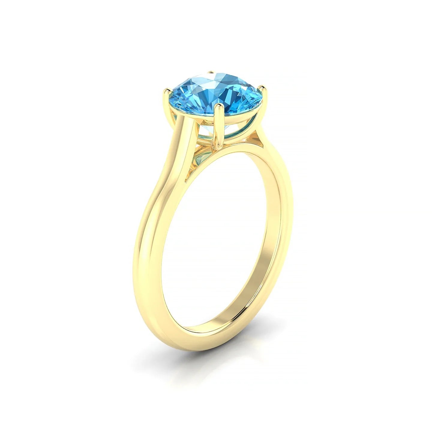 Cathedral | 18k Yellow Gold 8 mm Round Topaz Ring