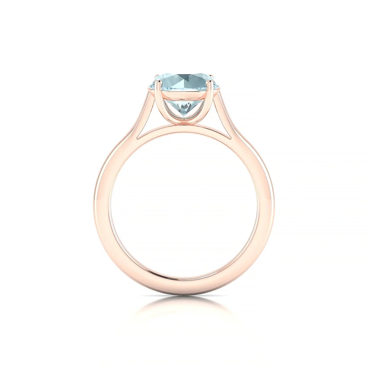 Cathedral | 18k Rose Gold 8 mm Round Aquamarine Ring