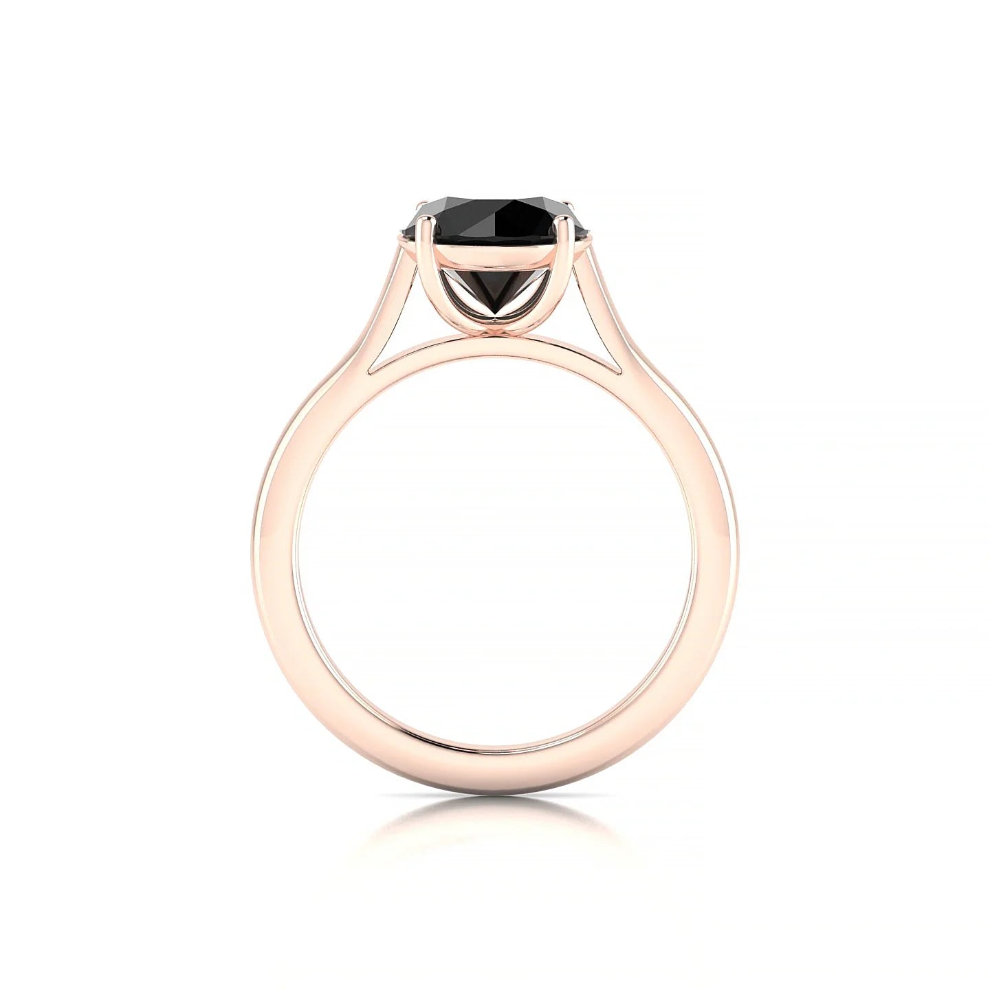 Cathedral | 18k Rose Gold 8 mm Round Black Diamond Ring