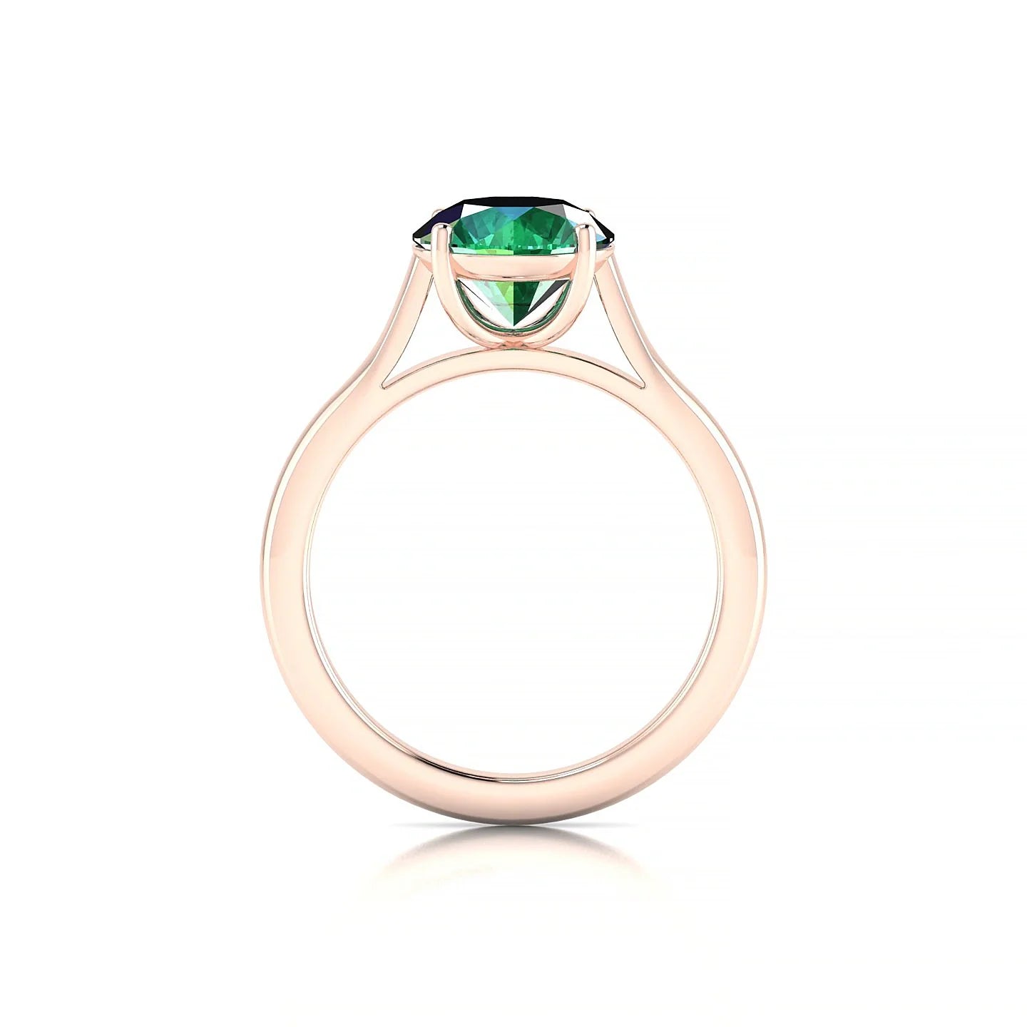 Cathedral | 18k Rose Gold 8 mm Round Emerald Ring