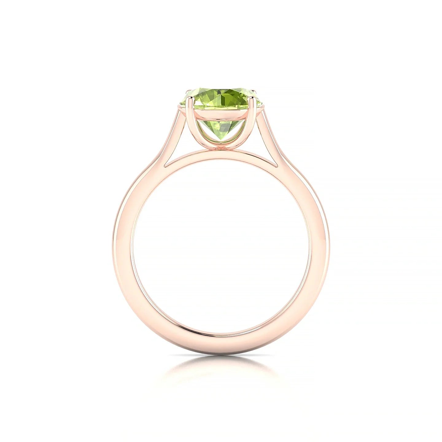 Cathedral | 18k Rose Gold 8 mm Round Peridot Ring