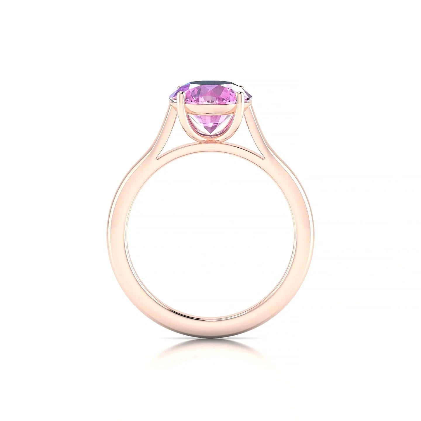 Cathedral | 18k Rose Gold 8 mm Round Pink Sapphire Ring