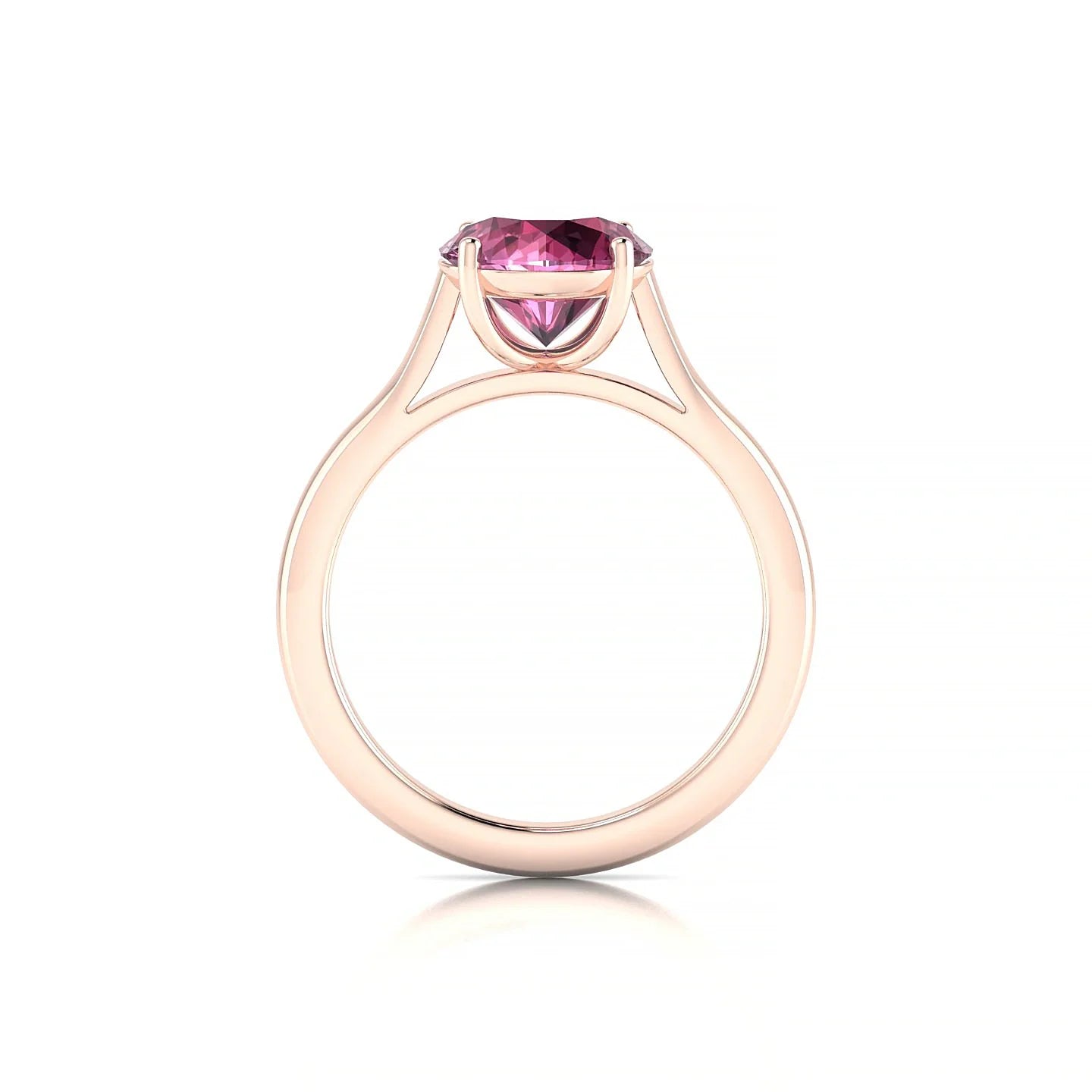 Cathedral | 18k Rose Gold 8 mm Round Rhodolite Ring