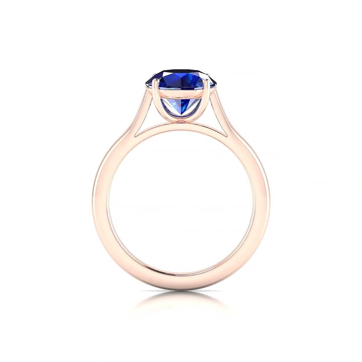 Cathedral | 18k Rose Gold 8 mm Round Sapphire Ring