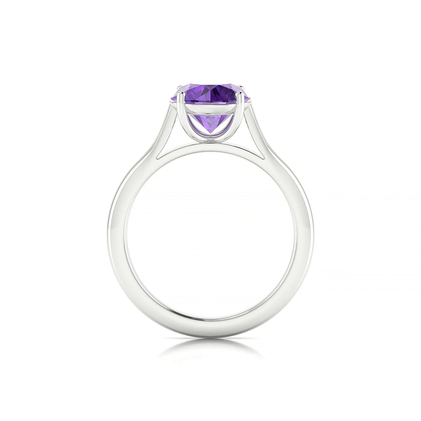 Cathedral | 18k White Gold 8 mm Round Amethyst Ring