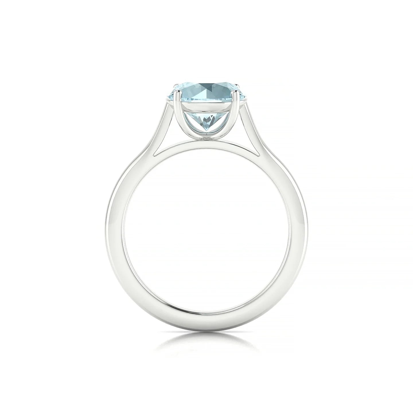 Cathedral | 18k White Gold 8 mm Round Aquamarine Ring