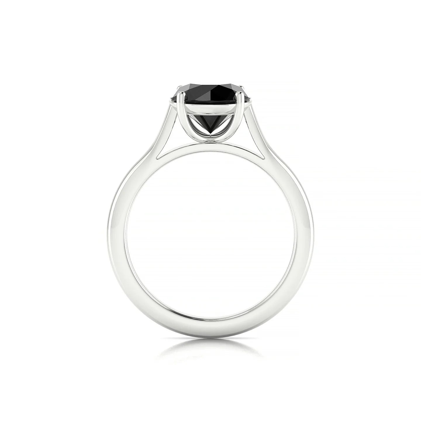 Cathedral | 18k White Gold 8 mm Round Black Diamond Ring