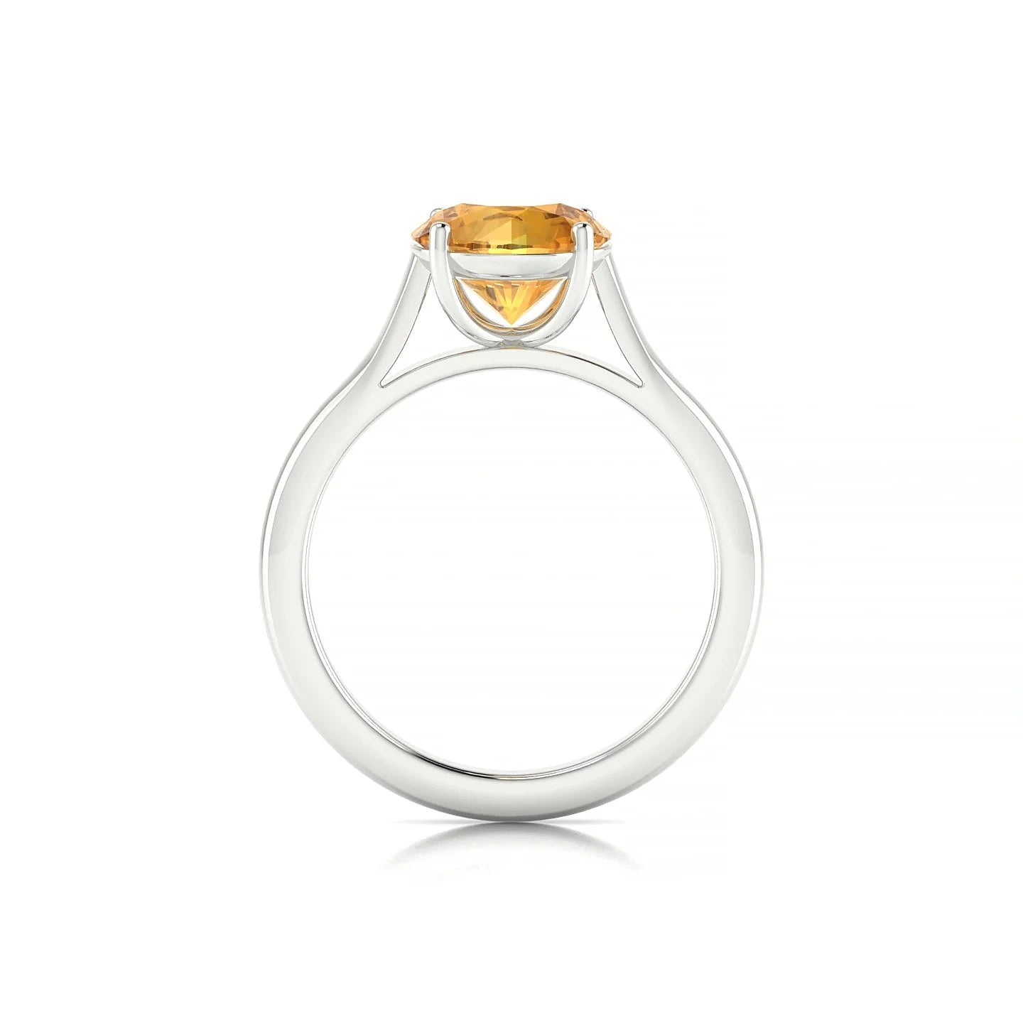 Cathedral | 18k White Gold 8 mm Round Citrine Ring