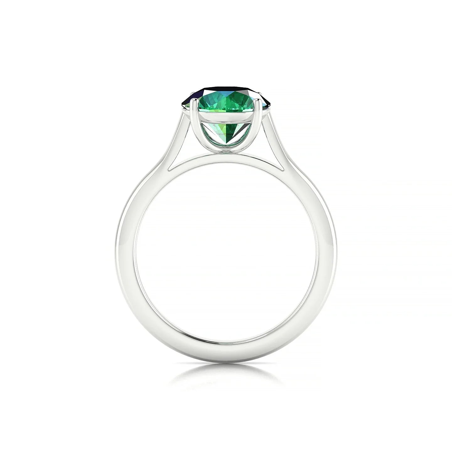 Cathedral | 18k White Gold 8 mm Round Emerald Ring
