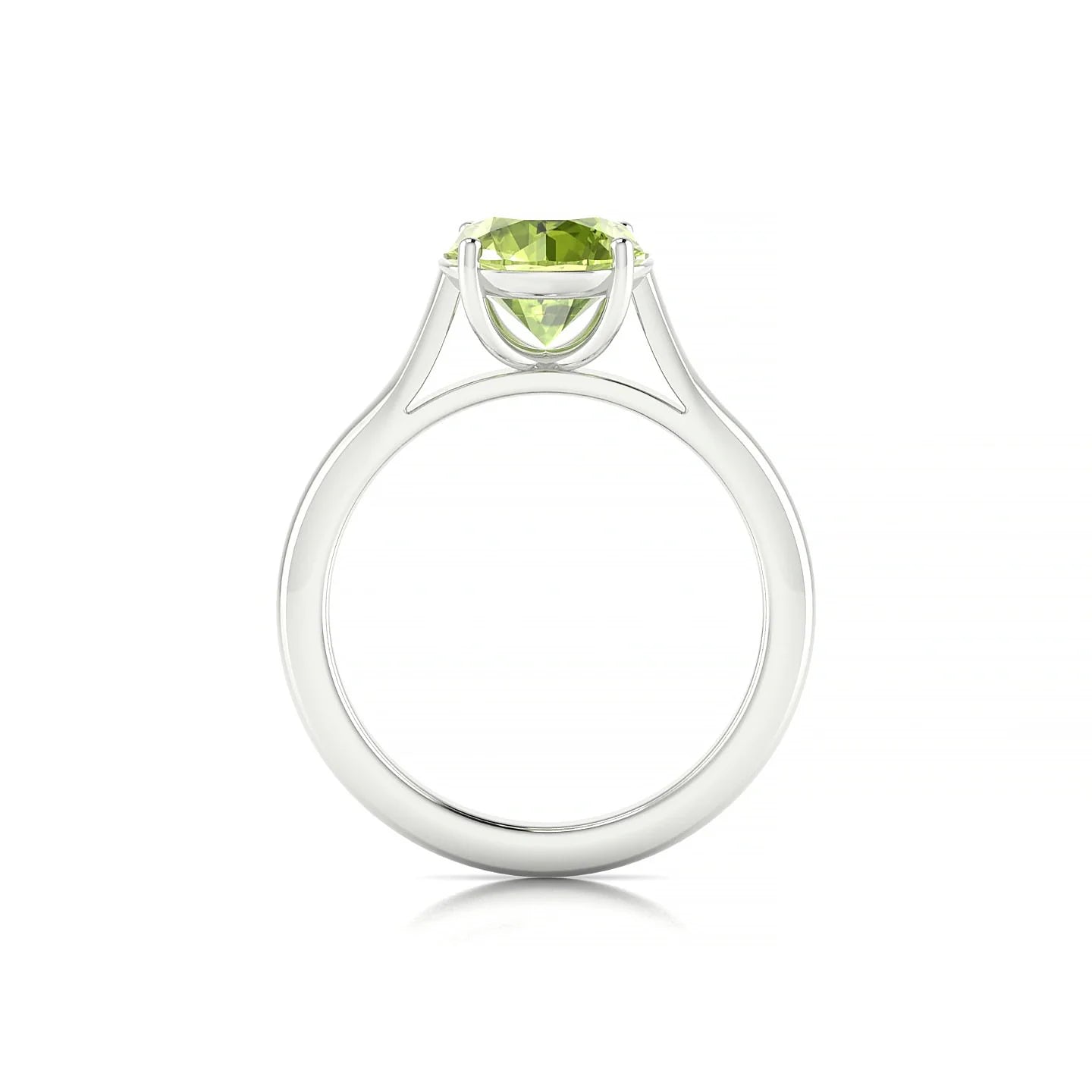 Cathedral | 18k White Gold 8 mm Round Peridot Ring