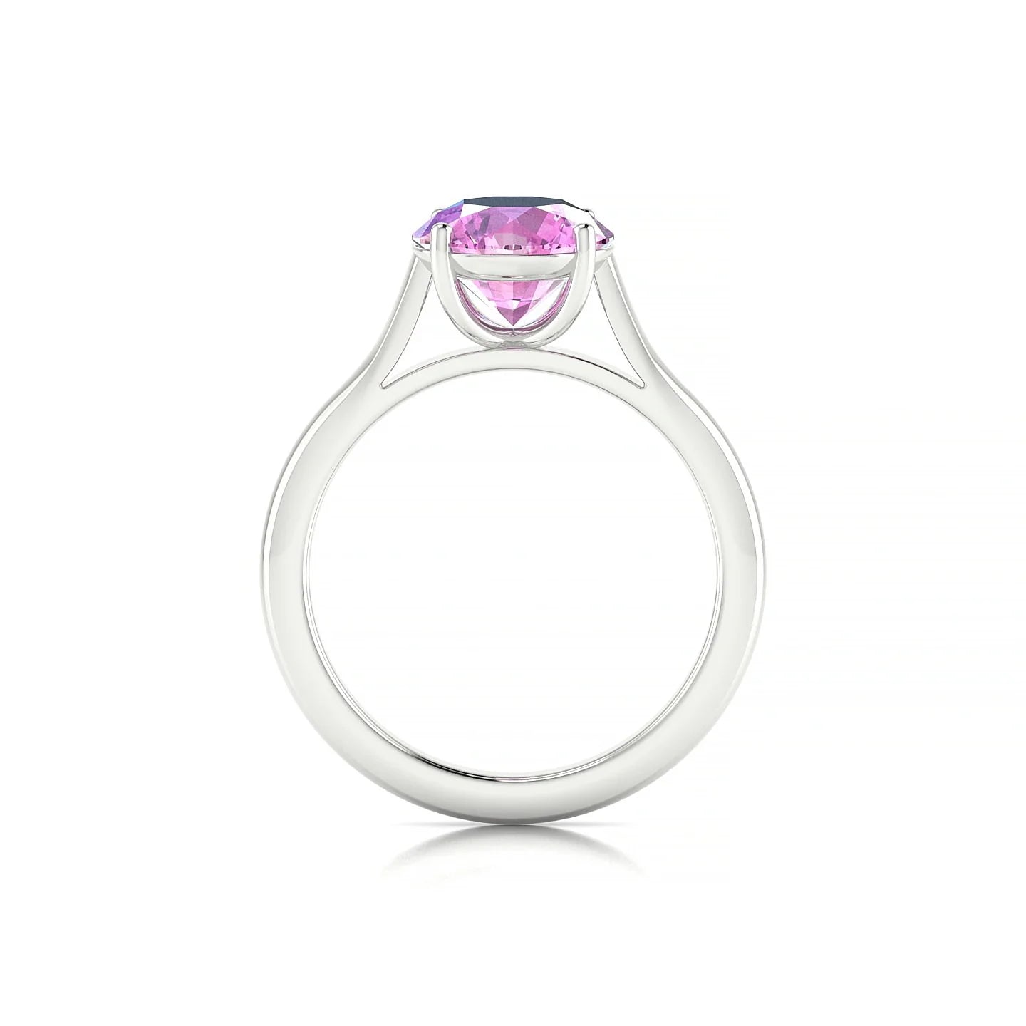 Cathedral | 18k White Gold 8 mm Round Pink Sapphire Ring