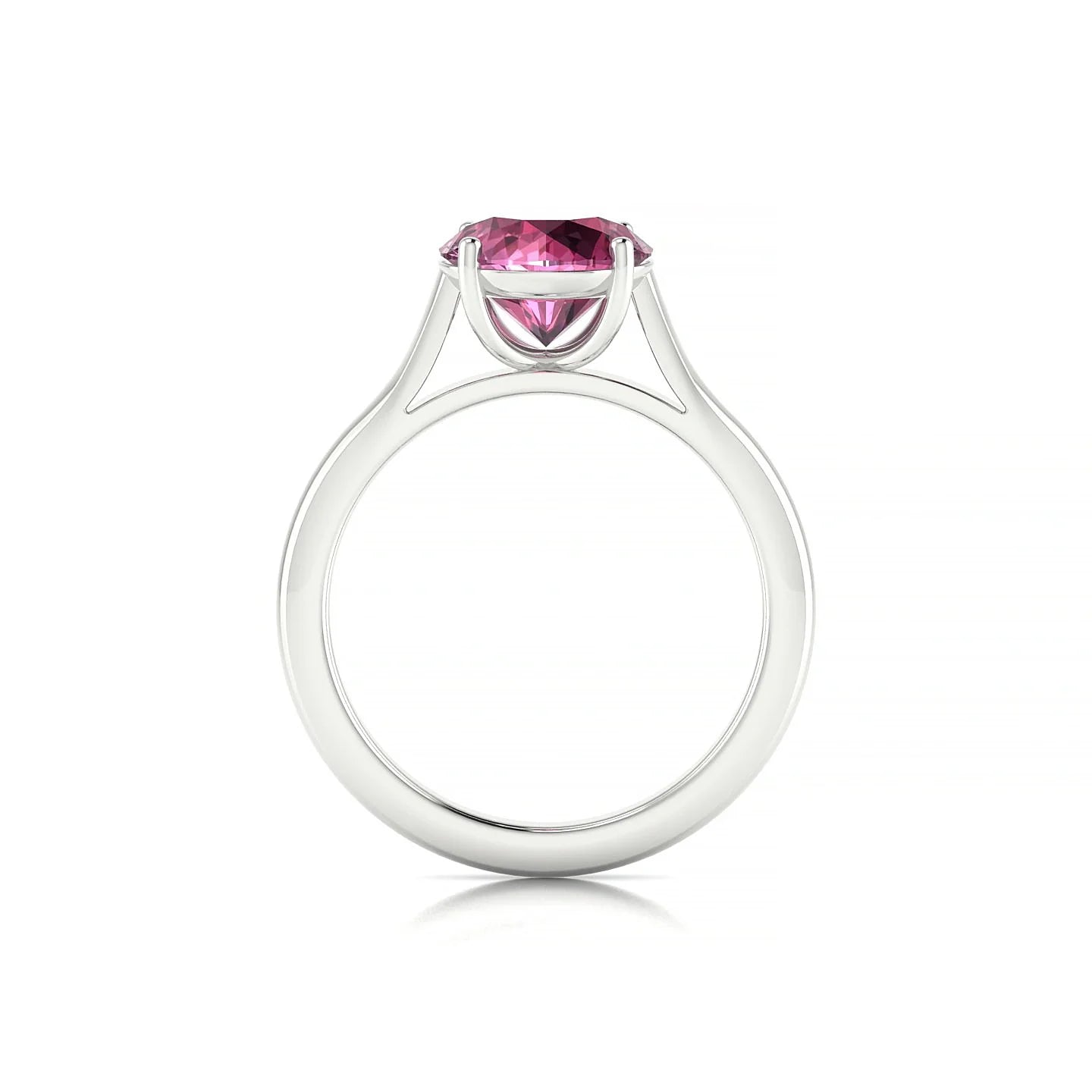 Cathedral | 18k White Gold 8 mm Round Rhodolite Ring