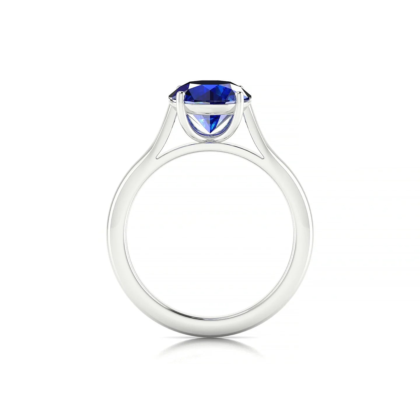 Cathedral | 18k White Gold 8 mm Round Sapphire Ring