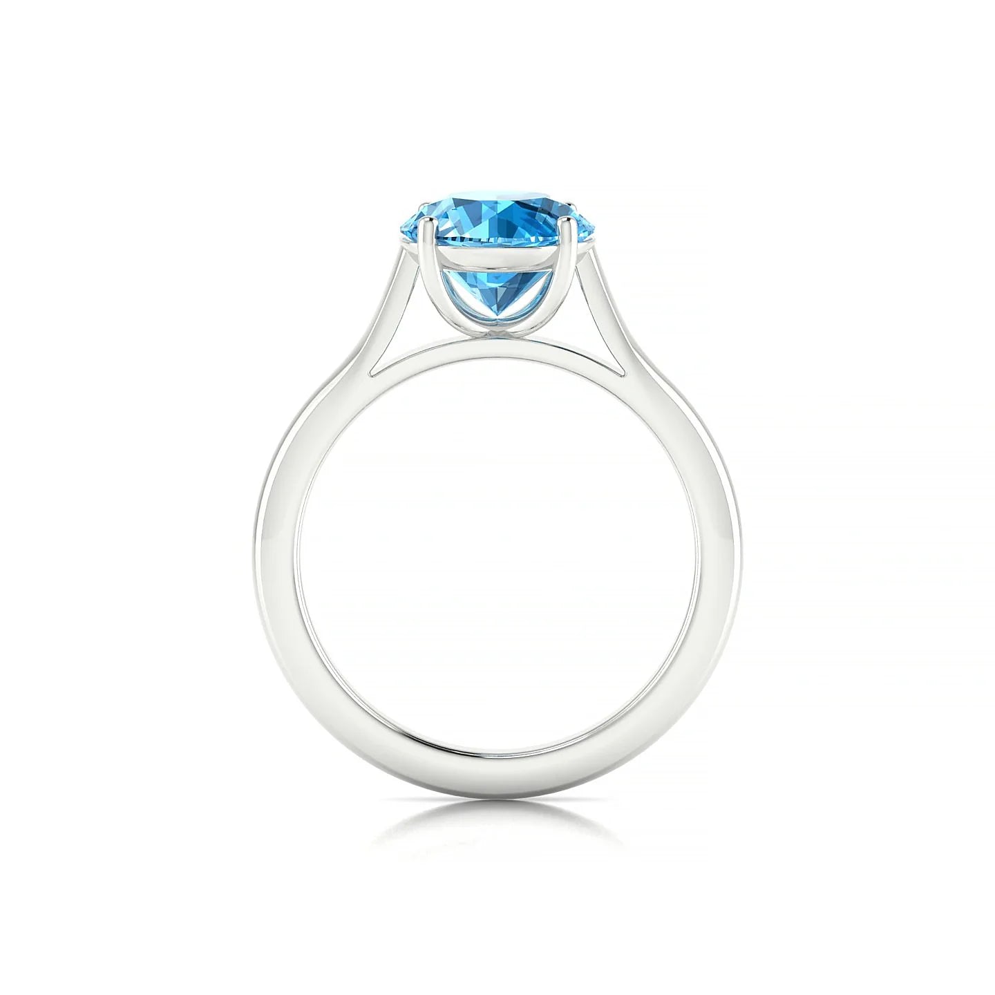 Cathedral | 18k White Gold 8 mm Round Topaz Ring