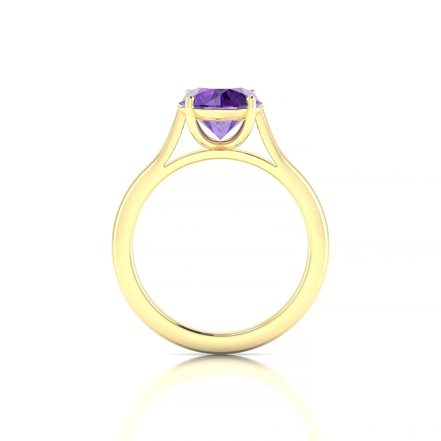 Cathedral | 18k Yellow Gold 8 mm Round Amethyst Ring