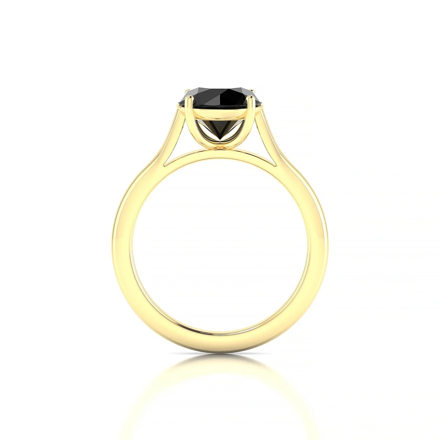 Cathedral | 18k Yellow Gold 8 mm Round Black Diamond Ring