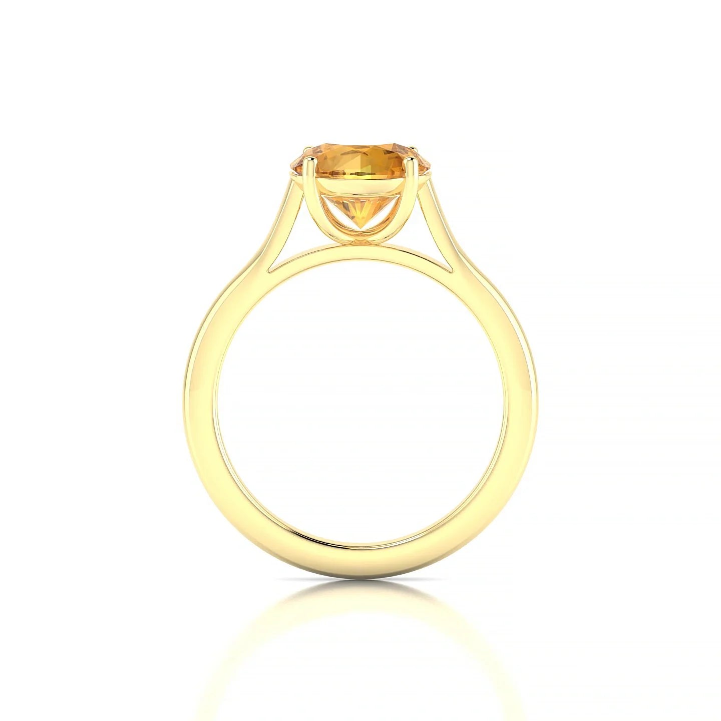 Cathedral | 18k Yellow Gold 8 mm Round Citrine Ring